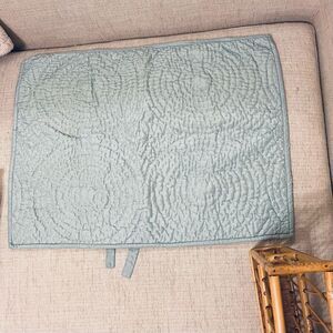 Pottery Barn SILK Standard Sham Quilted Blue Cream Tie Ribbon Closure